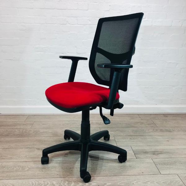 Senator Task Mesh Back Chair, Fully Adjustable, Red & Black